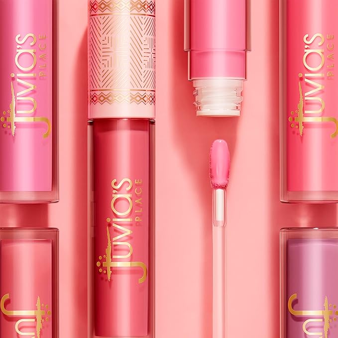 Juvia's Place Smoothie Lip Gloss Strawberry Bliss - Hydrating Cream Lipgloss w/Pink & Mauve Tones - Non Sticky Plumping Glosses - High Shine Lipgloss for Women -Lip Plumper w/Cocoa Butter & Chia Oil