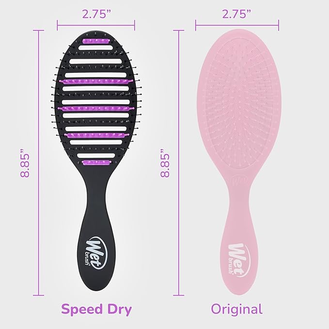 Wet Brush Refresh and Extend Speed Dry Black Detangling Hair Brush -Vented Design Ultra Soft HeatFlex Bristles Are Blow Dry Safe -Removes Dirt Excess Oils & Impurities-Charcoal Bristles (Pack of 2)