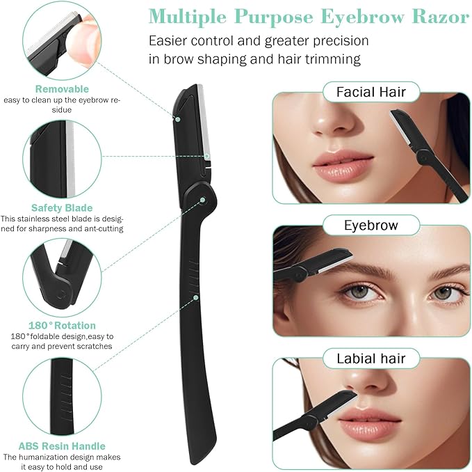 Tweezers Set, Hyxhappy 9 pcs Professional Stainless Steel Tweezers Kit for Facial Hair, Great Precision Eyebrow Plucke Tweezer with Luxurious Travel Case for Daily Beauty Tools