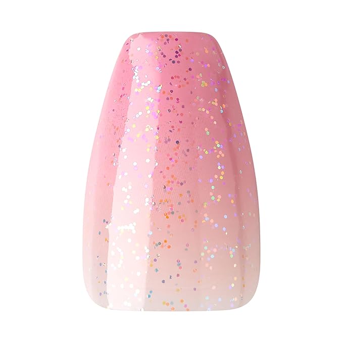 KISS Salon X-tend, Press-On Nails, Nail glue included, 'Detox', Medium Pink, Medium Size, Coffin Shape, Includes 30 Nails, 5Ml Led Soft Gel Adhesive, 1 Manicure Stick, 1 New Mini File, New Prep Pad