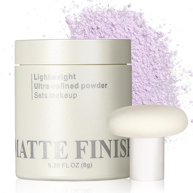Erinde Lavender Purple Matte Setting Powder with Puff,