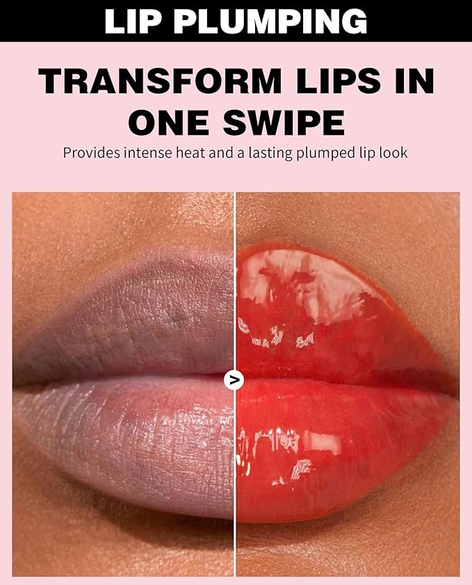 Plumping Lip Oil with Fresh Ginger Extract - Instant Fuller Lips, Ultra-Hydrating & Nourishing Glossy Lip Glow Oil, Lip Plumping Booster for Smooth, Defined Lips (#01 PETAL, 1)