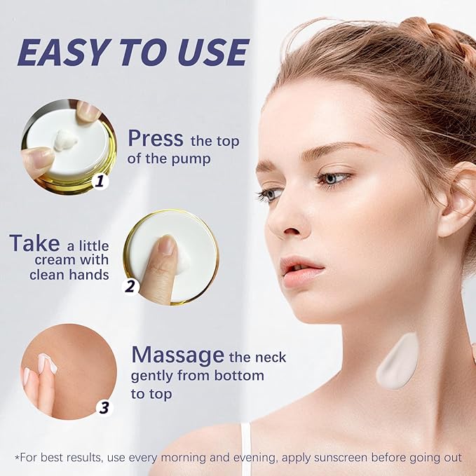 Unes Neck Firming Cream for Women & Men, Day & Night Face Moisturizer Cream for Hydration and Anti-Aging, Deep Tighten and Lift Neck with Retinol & Collagen(1.86 oz)