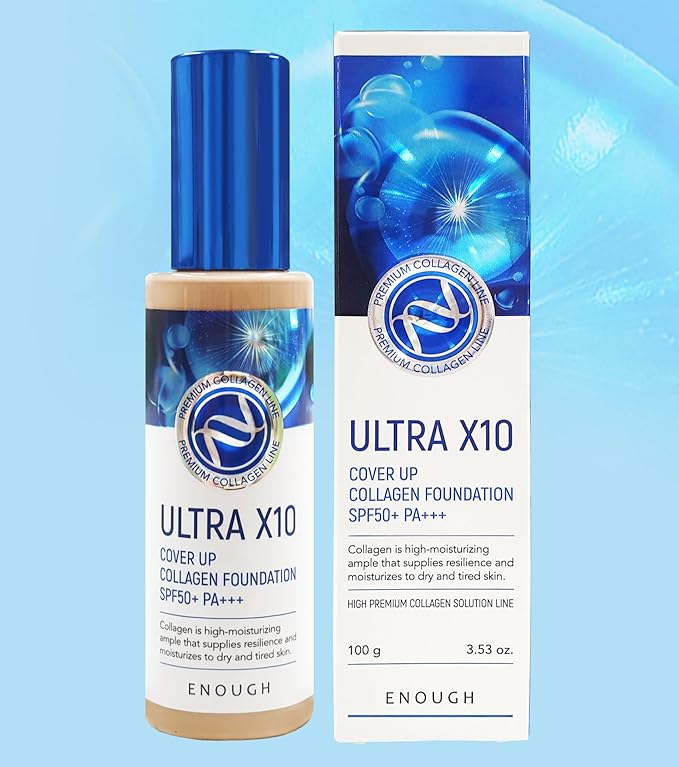 Enough Ultra X10 Cover Up Collagen Foundation, Hydrating 3.53oz