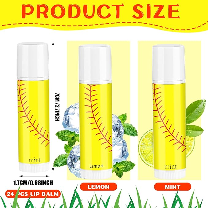 24 Pcs Softball Lip Balm Softball Supplies