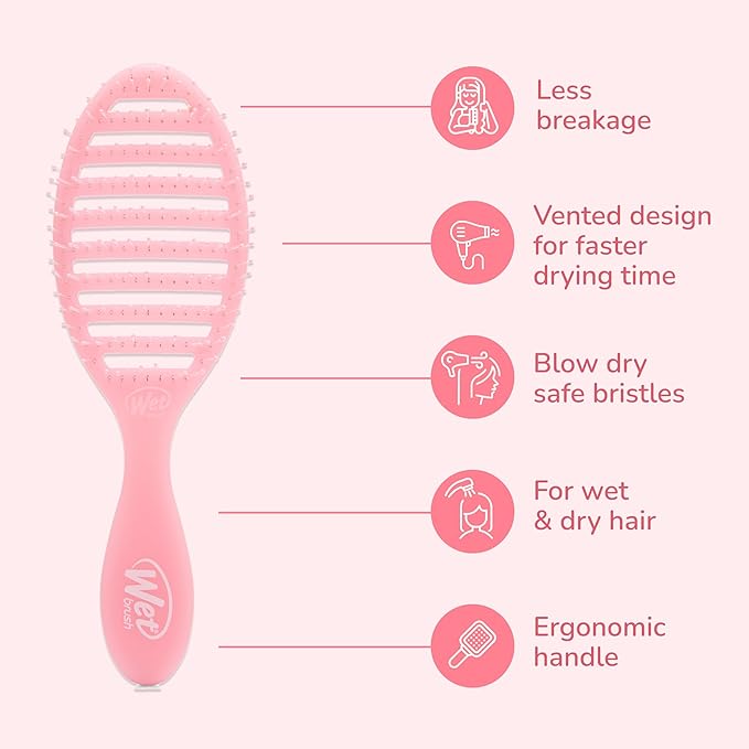 Wet Brush Speed Dry Hair Brush, Pink Drink (Summer Quencher) - Vented Design & Soft HeatFlex Bristles Are Blow Dry Safe - Ergonomic Handle Manages Tangles - Pain-Free Hair Accessories