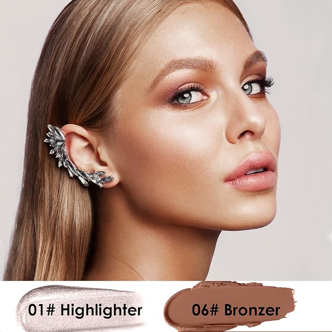 POPMISOLER 2 pcs Makeup Highlighter Stick & Cream Foundation Stick