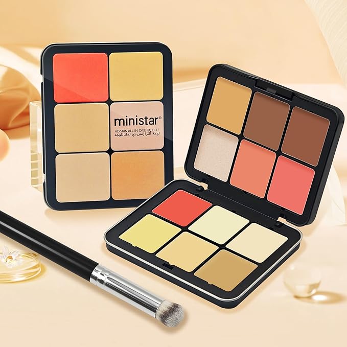 12 Colors Cream [Blush+Contour+Concealer+Highlighter] Makeup Palette for Cheeks