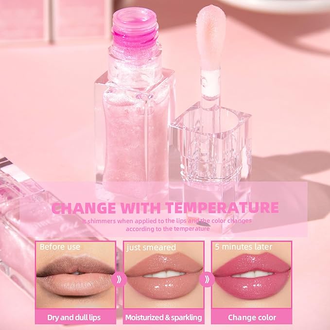 IMOLL 2PCS Color Changing Lip Oil, Magic Color Changing