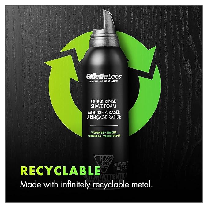 Gillette Labs Quick Rinse Lightweight Shave Foam for Men, Shaving Foam that Helps Protect the Skin, 8.1 OZ
