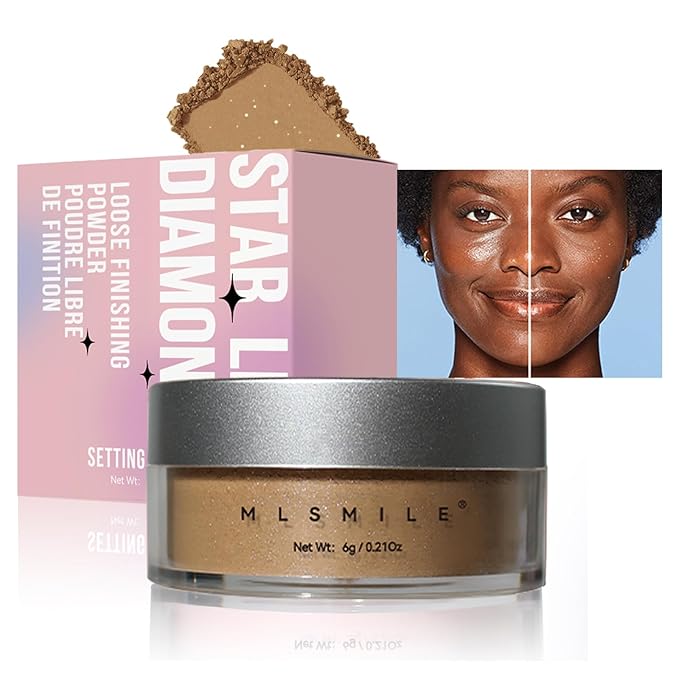 AKARY Dark Brown Translucent Setting Powder, Shimmer Finishing