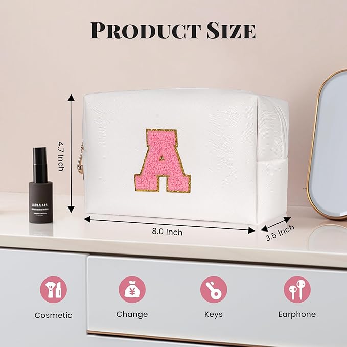 Preppy makeup bag, cute initial