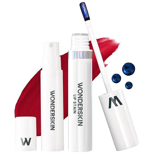 Wonderskin Wonder Blading Lip Stain Peel Off and Reveal Kit - Long Lasting, Waterproof Red Lip Tint, Transfer Proof Natural Makeup Stain Kit (Divine)