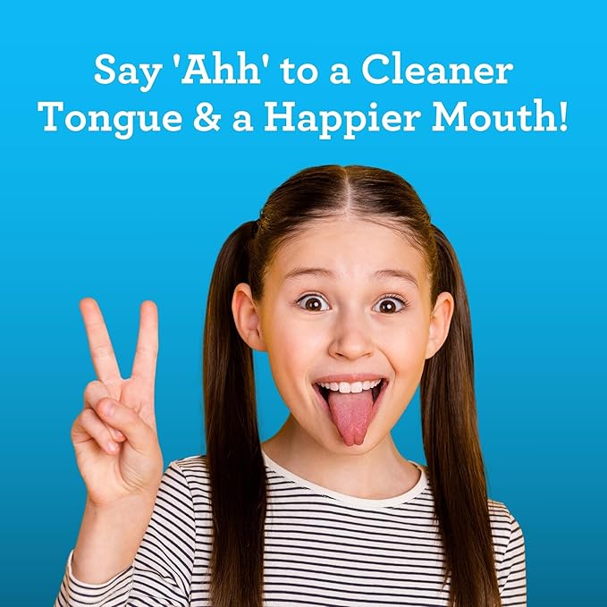 GuruNanda Kids Tongue Scraper (2-Pack) with Travel Case, Stainless Steel, Aids in Fresh Breath - Travel-Friendly Tongue Cleaner (Green/Pink/Orange)