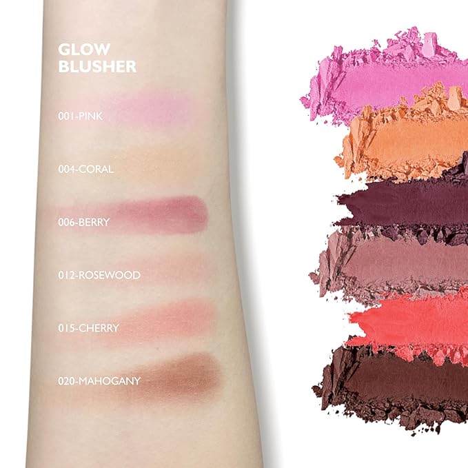 KYDA Powder Blush, Radiant Glow Face Blusher, Blendable Texture, Coral