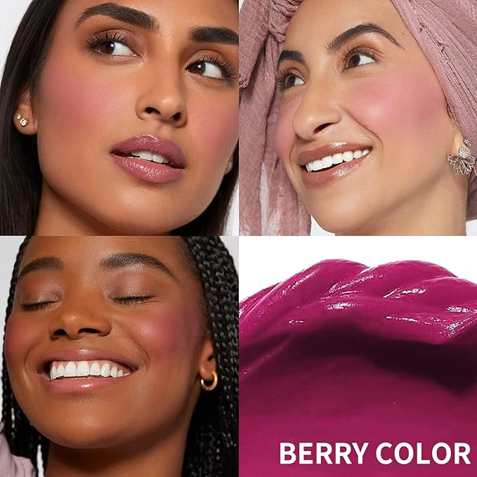 AKARY Velvet Mousse Liquid Blush Makeup for Cheeks, (04 Berry)