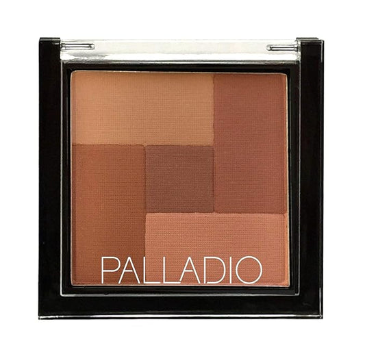 Palladio 2 In 1 Mosaic Powder Blush and Bronzer Silky Smooth Face Makeup Pressed Five Color Hues from Shimmering Pinks to Golden Browns Rich Pigmented Shades Flawless Finish, Spice, 0.28 Oz