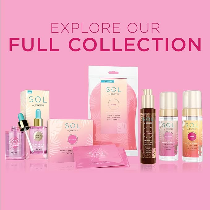 SOL by Jergens Full Body Self Tanner Towelettes, Streak-free Natural-Looking Sunless Tanning Wipes, 6 Count, Infused with Coconut Water and Vitamin E, Sun-inspired Color in 4 Hours