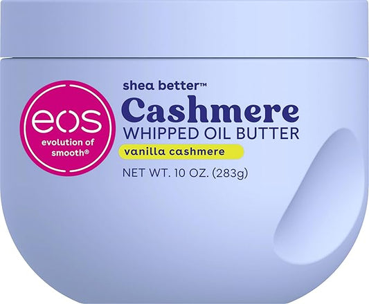 eos Cashmere Whipped Oil Body Butter, Vanilla Cashmere, 72 Hour Weightless Moisture For Dry Skin, Rich Formula and Deep Hydration, 10 oz