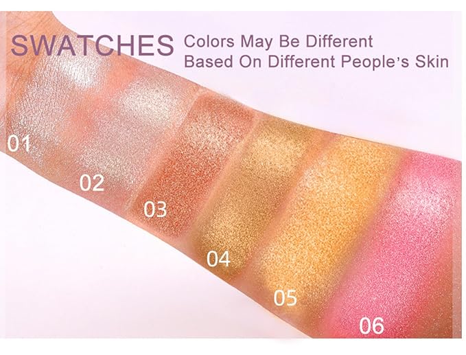 MAEPEOR Face Highlighter Palette 6 Colors Smooth Shimmer (Color 03)