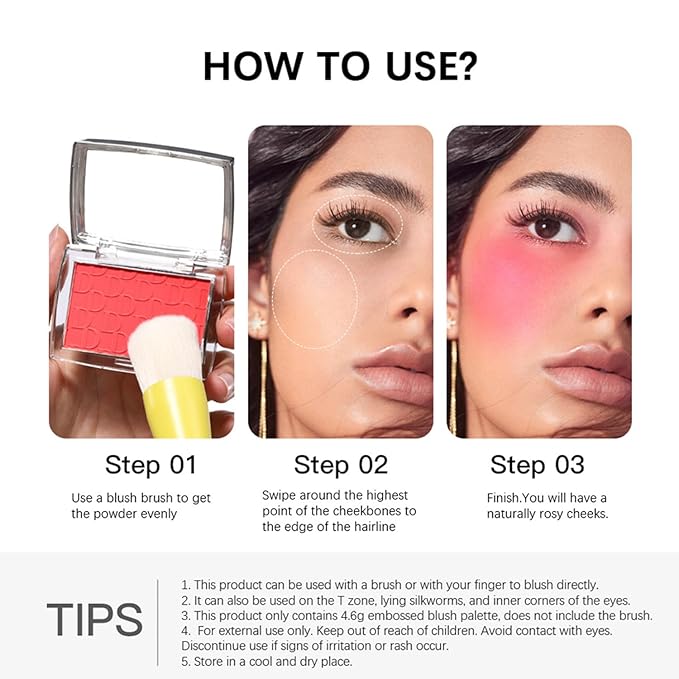 MAEPEOR Embossed Blush 6 Colors Smooth Blendable Face