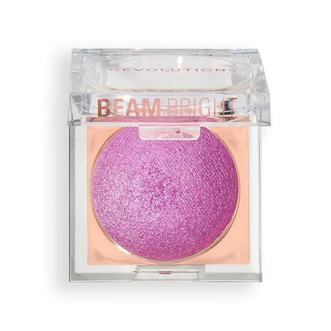 Revolution, Beam Bright Blush, Blendable & Buildable Face Powder Blush, Luminous Finish for Radiant Cheeks, Vegan & Cruelty-Free, Lick of Lilac Purple, 0.09 Oz