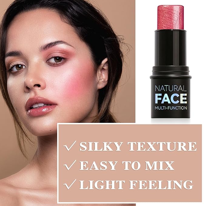 Cream Blush Stick with Brush,Waterproof Multi Cream Blush Skin F2