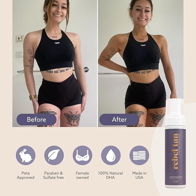 Ultra Dark Self Tanner Mousse - Self Tanning enriched with Vitamin A & E Provides Streak Free Tan, No Fake Tan with Kakadu Plum Scent, Tanning Mousse Made with Natural & Organic Ingredients