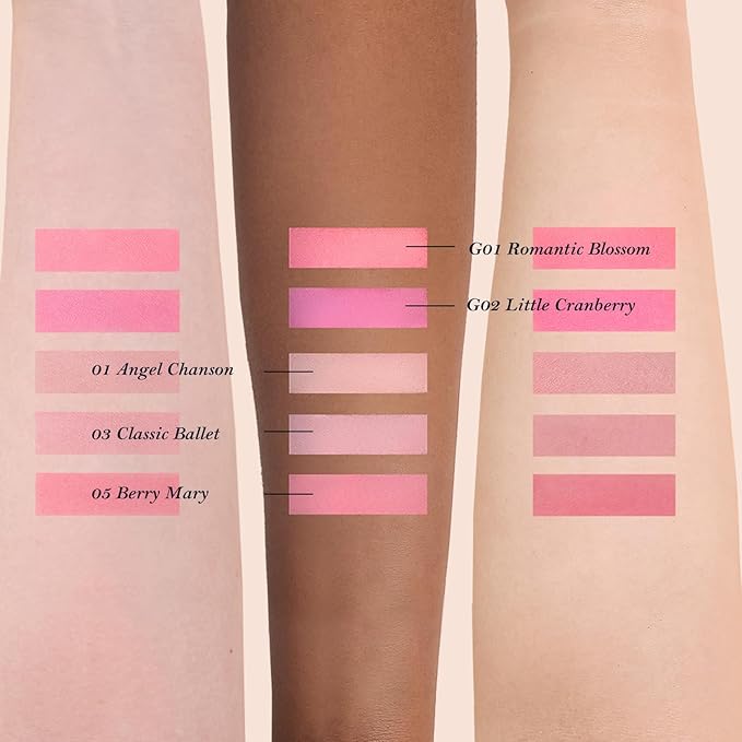 Flower Knows Strawberry Rococo Embossed Blush;Pink Matte Finish;Buildable & Blendable Powder Blush for cheeks,Natural Flush for All Skin Tones(03 Classic Ballet, 5g)