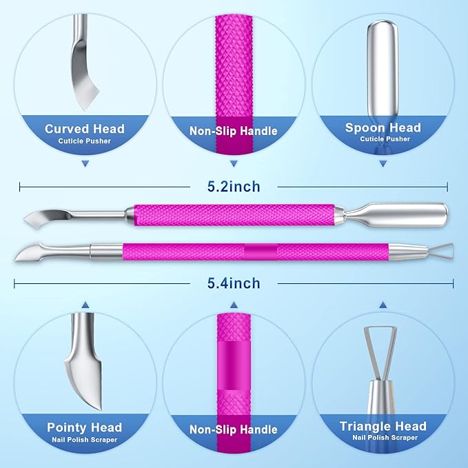 2PCS Metal Rose Pink Cuticle