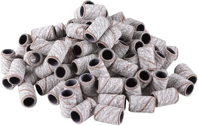 PANA 100 Pieces Large Nail Sanding Bands Professional Nail Manicure Great Fit for Nail Drill Bits for Acrylic Nails (100 Grit, Zebra)