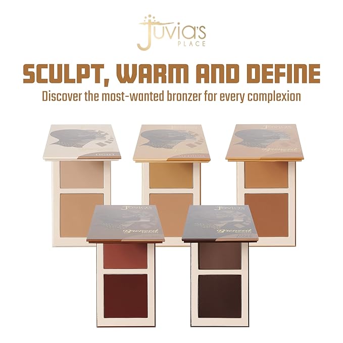 Juvia's Place Bronzed Duo Bronzer Medium - Soft Matte Bronzer, Contour Powder, Long-Wearing & Buildable Bronzing Powder - Suitable for Medium Skin Tone