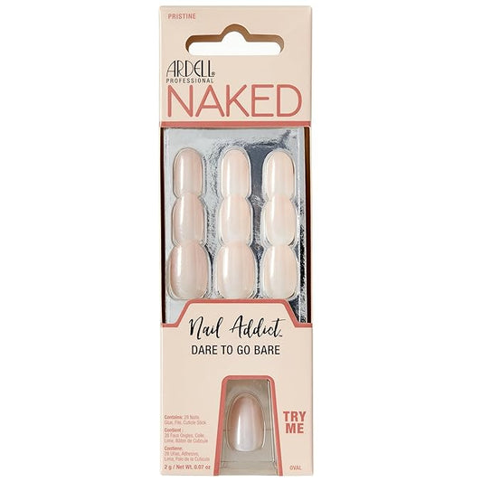 Ardell Nail Addict Naked Pristine, Press On Nails, Short Round Shape, Nail Kit, 1-Pack