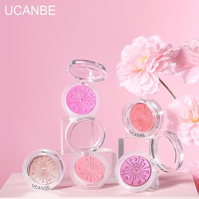 UCANBE Baked Blush for Cheek, Glow Blushing Palette - Seamless Silky Blendable Powder Blush Makeup Palette, Delivering Long Last Natural Ruddy Complexion, 02 Coral
