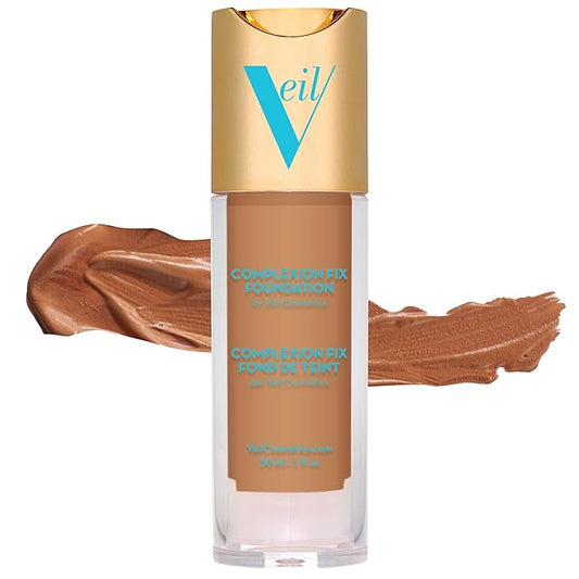 Veil Cosmetics Complexion Fix Liquid Foundation – Buildable Tan Gold) 4G