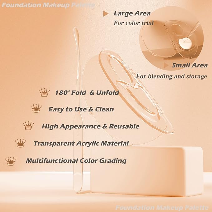 180 Degree Folding Acrylic Makeup Mixing Palette, Plastic