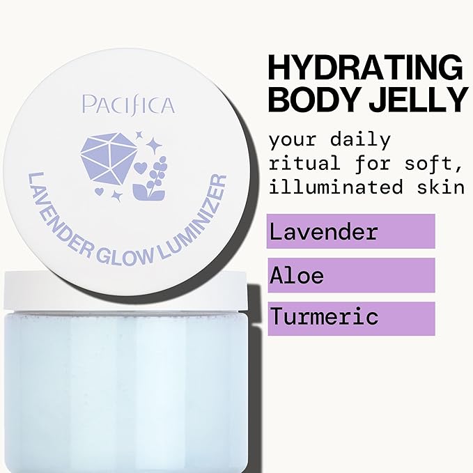 Pacifica Lavender Glow Shimmering Body Jelly – Moon-Kissed Illuminator & Hydrating Body Gel, Lightweight Glow Highlight with Lavender & Vanilla, Clean Beauty, Vegan, Cruelty-Free, 6 oz