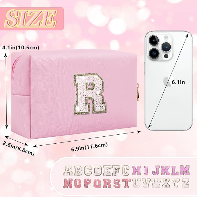 Personalized initial letter makeup bag,