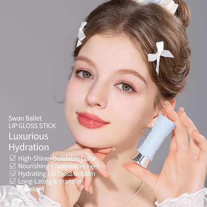 Flower Knows Violet Strawberry Rococo Glitter Lip Gloss G02 Rasberry Booze+Swan Ballet Shine Solid Lip Gloss Stick B05 Endless Summer