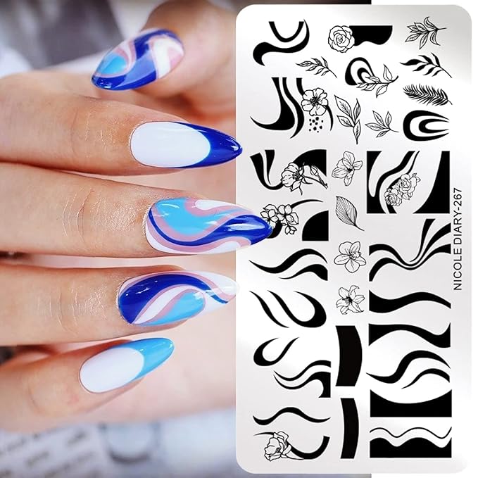 Nail stamping plates french wavy