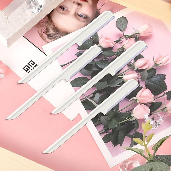 10 Pieces Women's Facial Razor Eyebrow Shaver Razor Brow Shaper Eyebrow Trimmer Dermaplaner Shaping Tool with Cover (White)