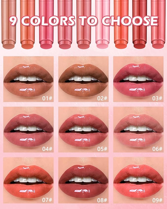 Hydrating Shimmer Lipstick,Moisturizing Jelly Lip Gloss,Shine Red Pink Lipstick Pen, Long Lasting Waterproof Tint Lip Balm Plumping Lip Stain Pen,Women's Day Makeup Gift for Women-04#