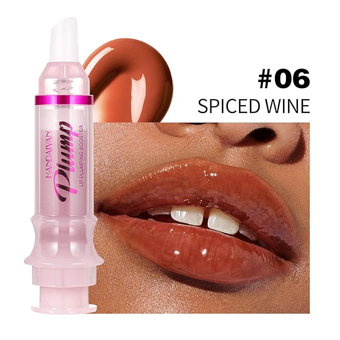 Plumping Lip Oil with Fresh Ginger Extract - Instant Fuller Lips, Ultra-Hydrating & Nourishing Glossy Lip Glow Oil, Lip Plumping Booster for Smooth, Defined Lips (#06 SPICED WINE, 1)