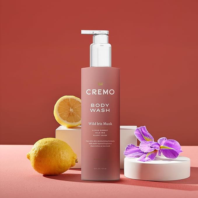 Cremo Wild Iris Musk Skin Moisturizing Body Wash for Women, Notes of Citrus Sorbet, Wild Iris, and Fluffy Musk, 16 Fl Oz