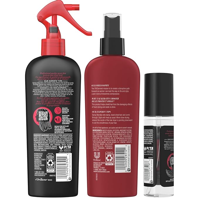 TRESemmé Expert Keratin Smooth Hair Care Set - Heat Protection Spray, Shine Serum with Marula Oil, and Thermal Leave-in Spray, Anti-Frizz Products (3 Piece Set)