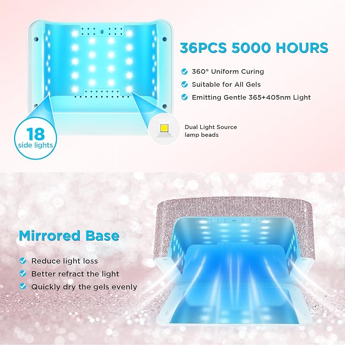 Cordless uv nail lamp, rechargeable