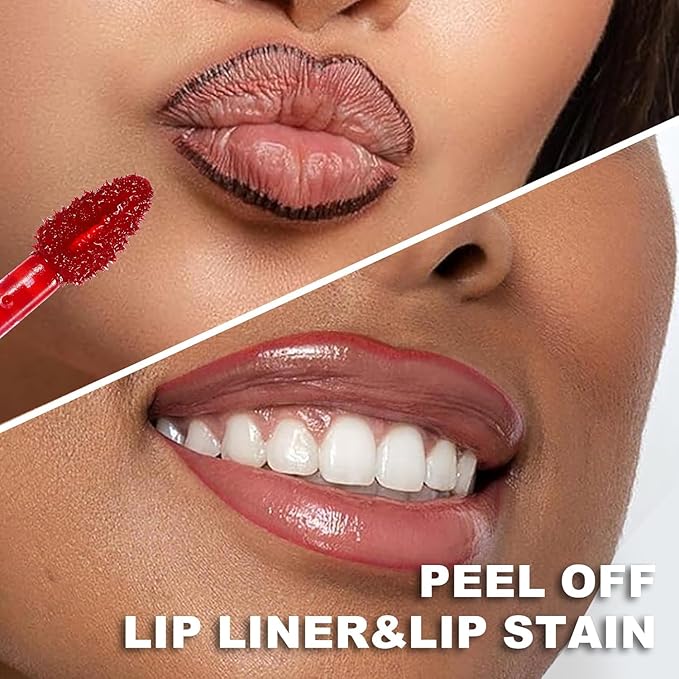 Peel Off Lip Tint, Wipe-On Colour Liquid Lipsticks, Tattoo Lip Glaze, Matte High Pigment Long Wear Waterproof Lip Contour Stain Non Smudge Transfer Proof Tear-off Lip Gross (#03, 0.12 floz)