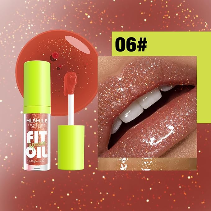 8 Colors Lip Oil Lip Glaze, Big Brush Lip