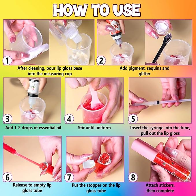 Jcoos Lip Gloss Making Kit, 73PCS Fun Make Your Own Lip Gloss Kit Kids, Beginner, Lipgloss Sets for Girls, DIY Lipstick Set, Moisturizing Lip Oil Base, Gifts for Tween Girls, Teens, Daughters, Women