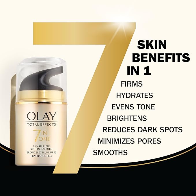 OLAY Total Effects 7-in-1 Anti-Aging Face Moisturizer with SPF 15, Fragrance-Free 1.7 oz